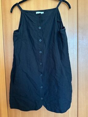 Aligne Shift Shirt Dress Square Neck Button-Front Linen Blend, size 4